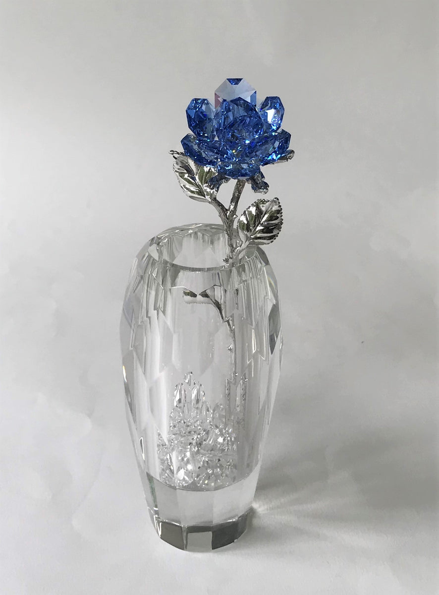 Blue Crystal Rose Handcrafted By Bjcrystalgifts Using Swarovski