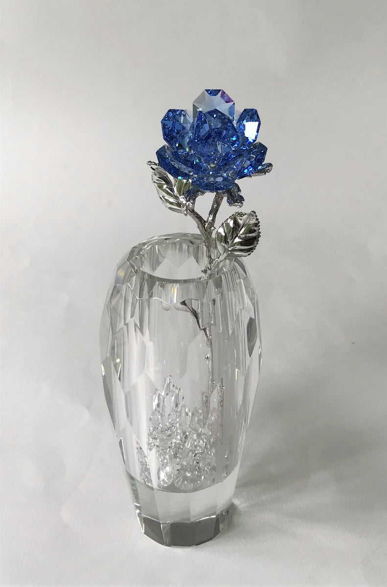 Blue Crystal Rose Handcrafted By Bjcrystalgifts Using Swarovski