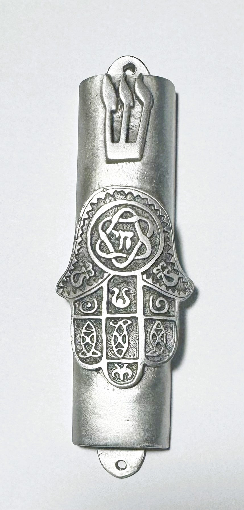 Chamsa Mezuzah - Pewter