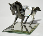 Load image into Gallery viewer, Pewter Horse Miniature - Crystal Horse Figurine Handcrafted With Swarovski Crystal
